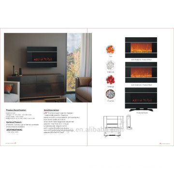 36" wall mounted flat panel electric fireplace with metal stand